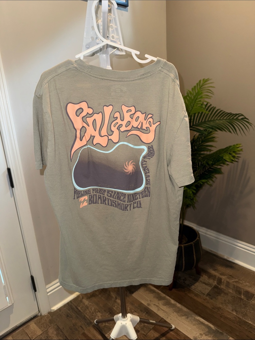 Billabong Olive Short-Sleeve Tee with Peach Logo